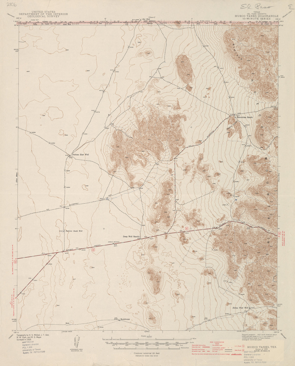 Hueco Tanks 1939, USGS