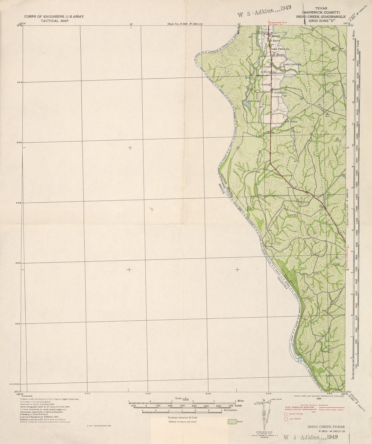Indio Creek 1941, US Army Corps of Engineers