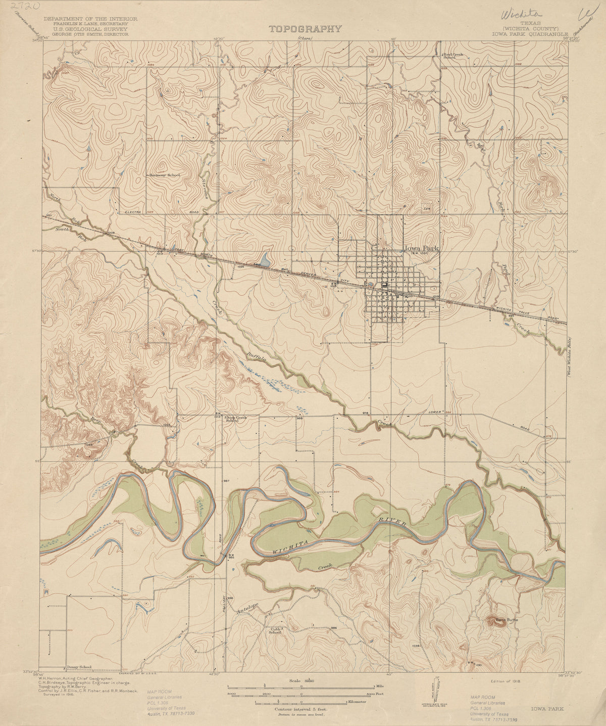 Iowa Park 1916, USGS