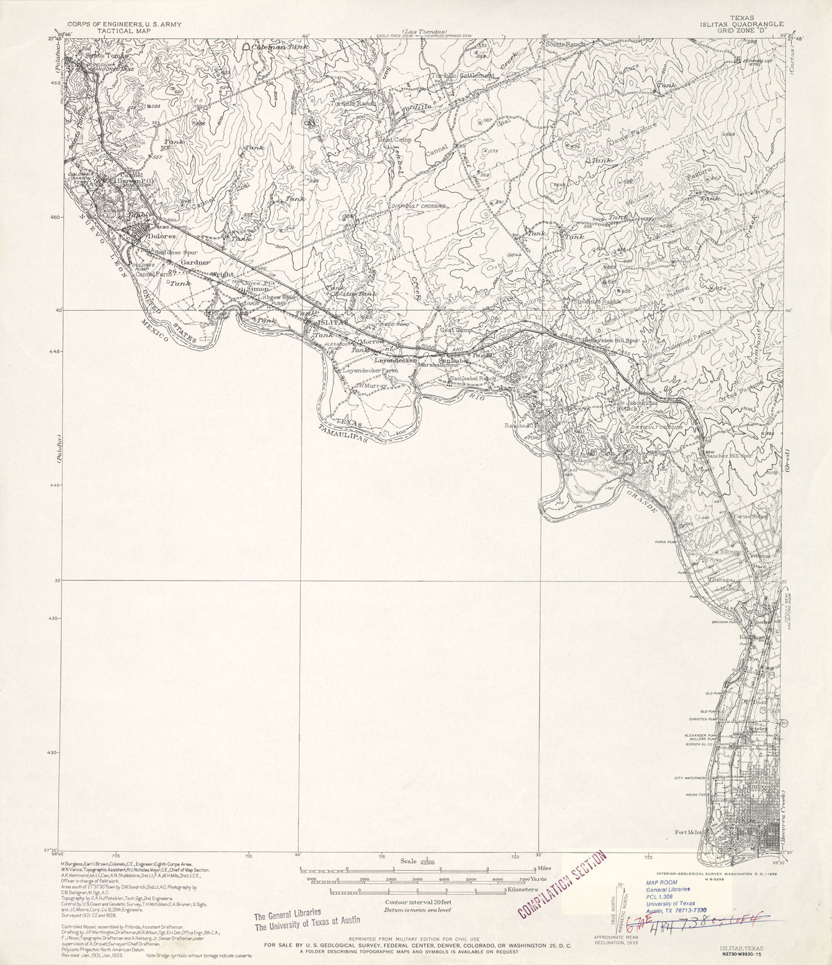 Islitas 1933, US Army Corps of Engineers