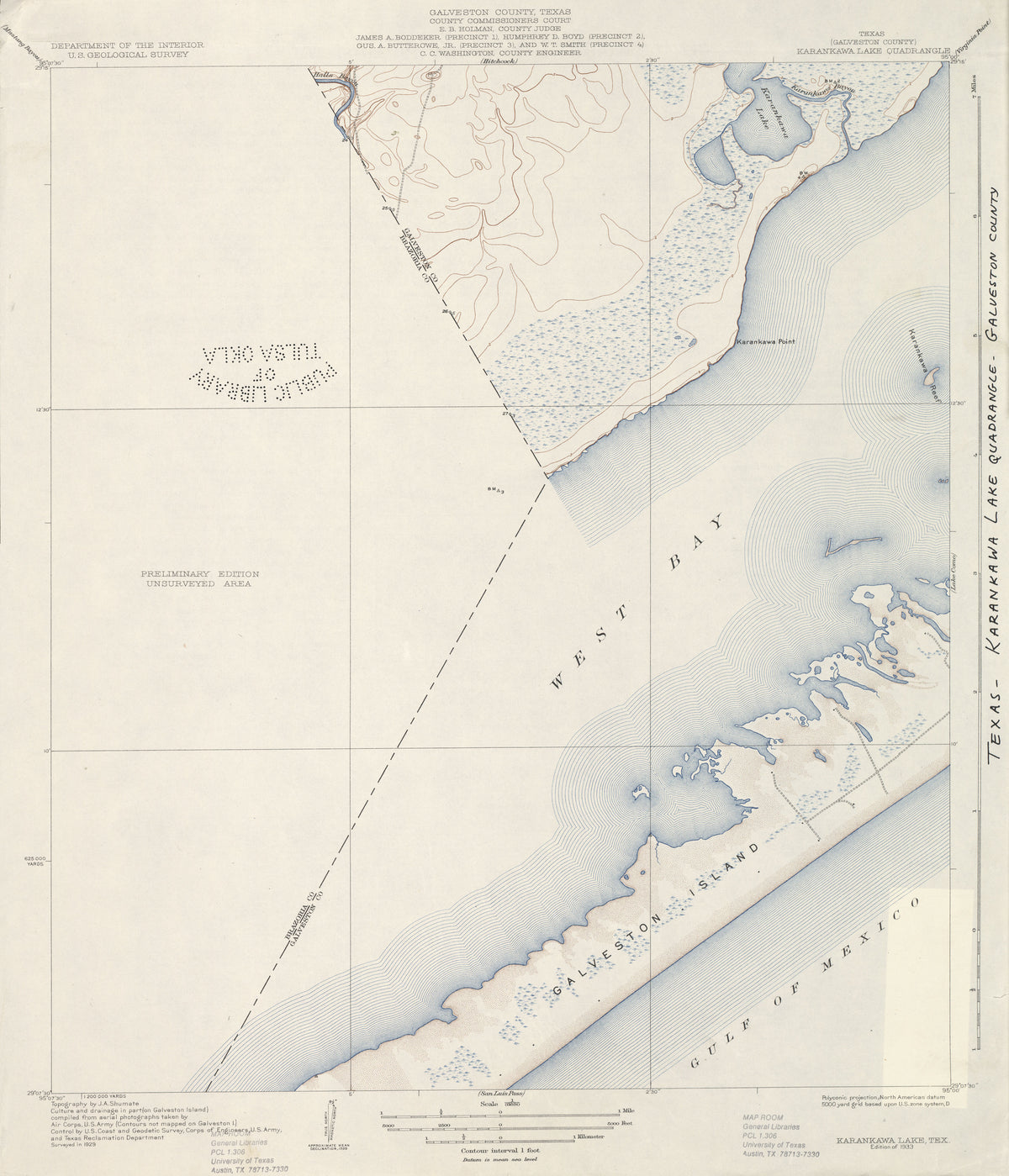 Karankawa Lake 1929, USGS
