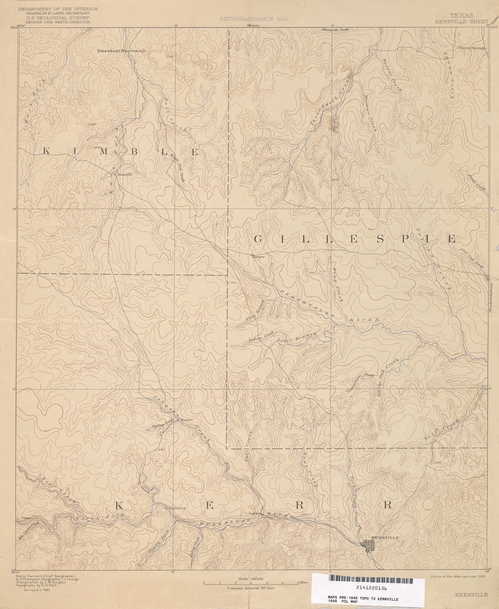 Kerrville 1885, USGS