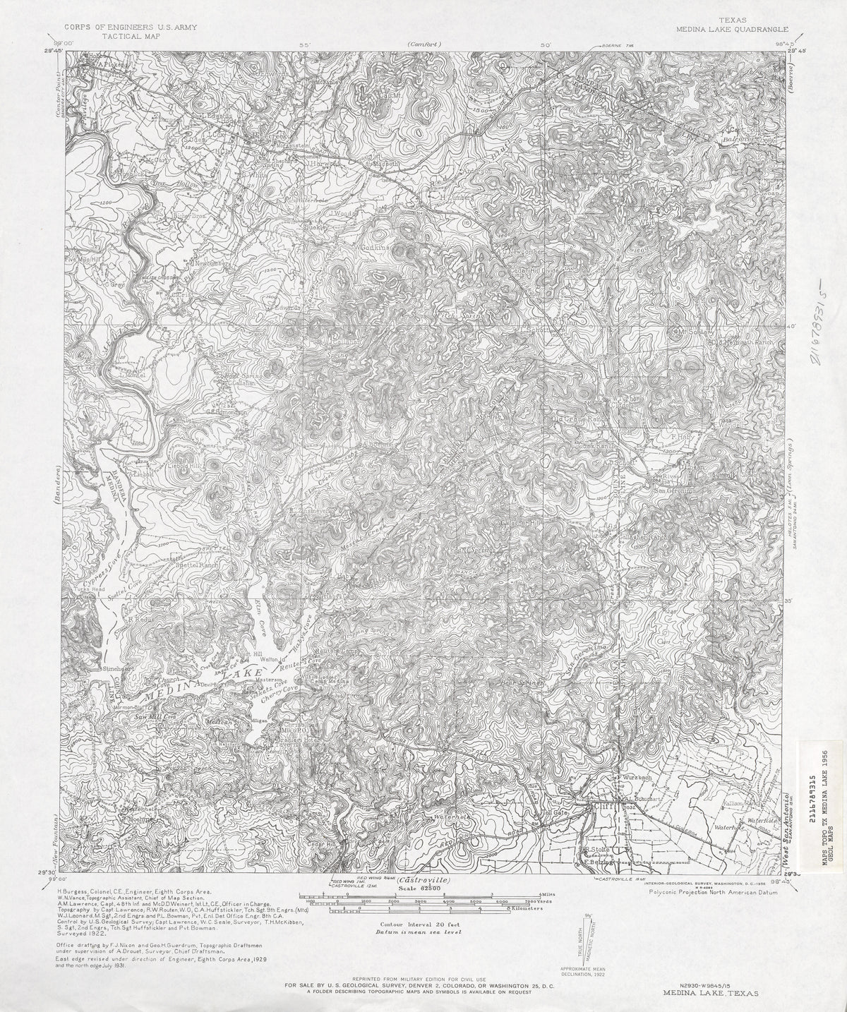 Medina Lake 1931, US Army Corps of Engineers