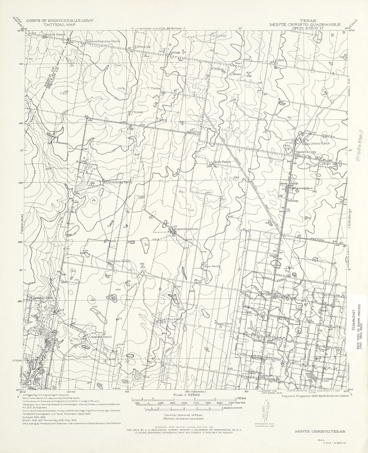 Monte Christo 1940, US Army Corps of Engineers