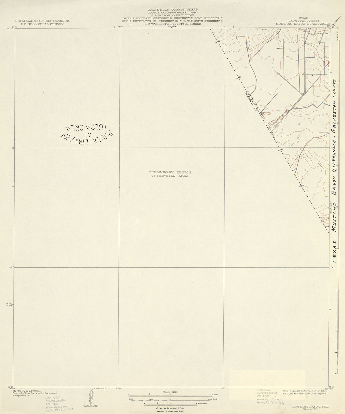Mustang Bayou 1929, USGS