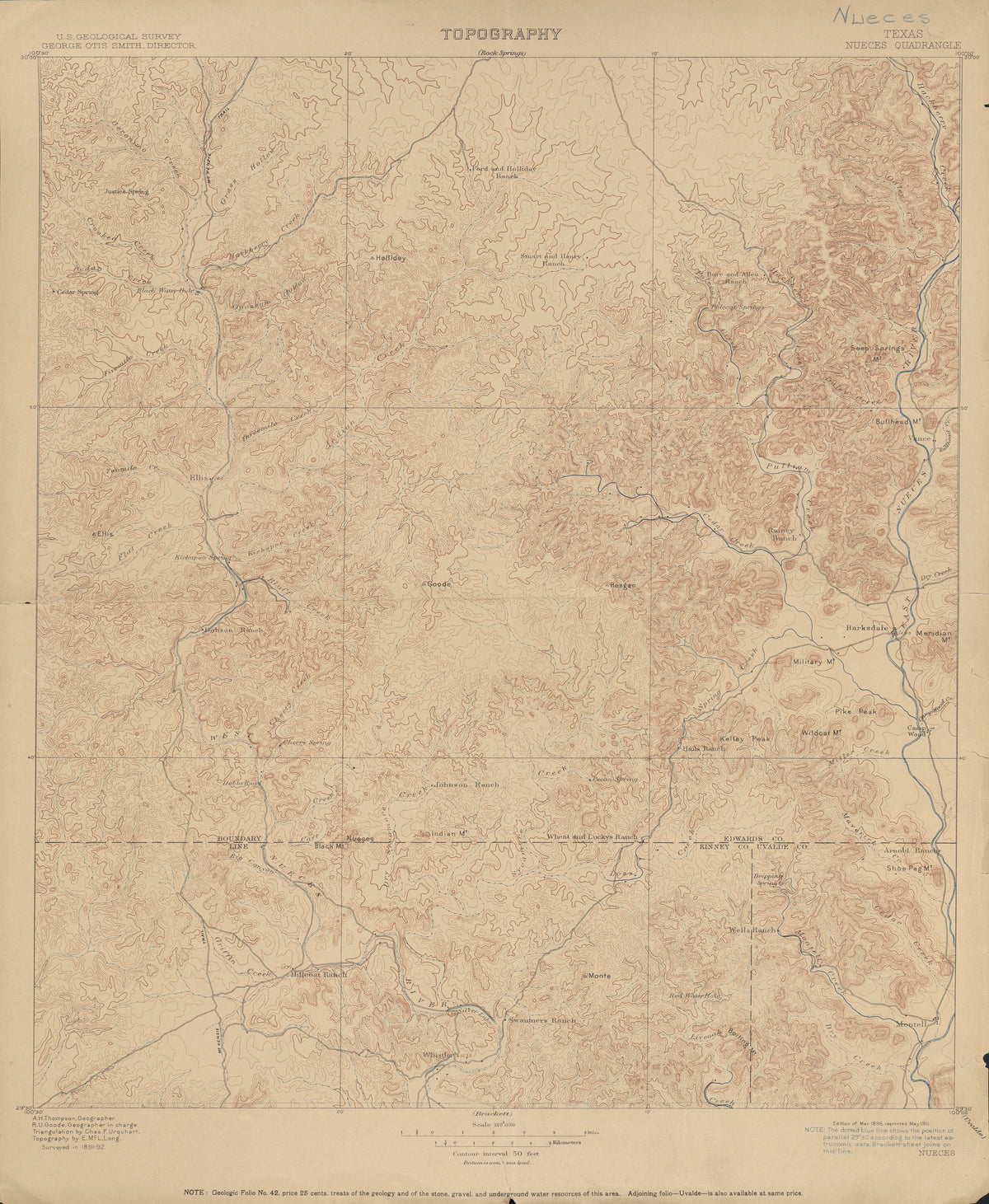 Nueces 1892, USGS