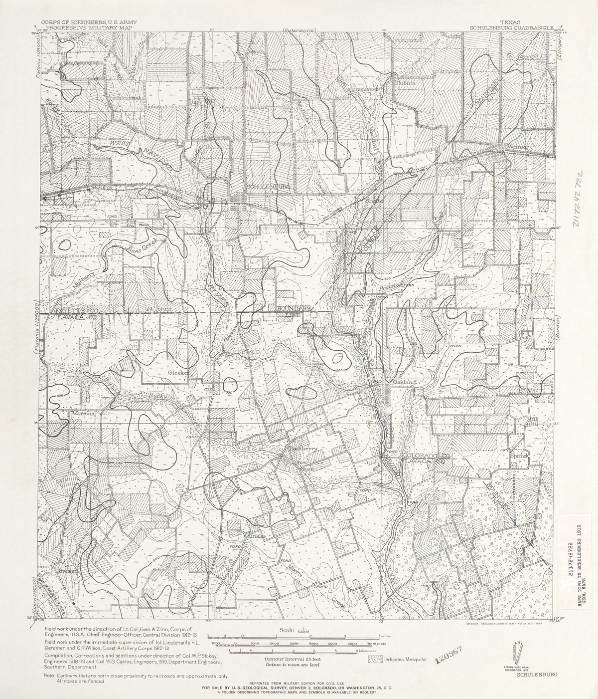 Schulenburg 1919, US Army Corps of Engineers