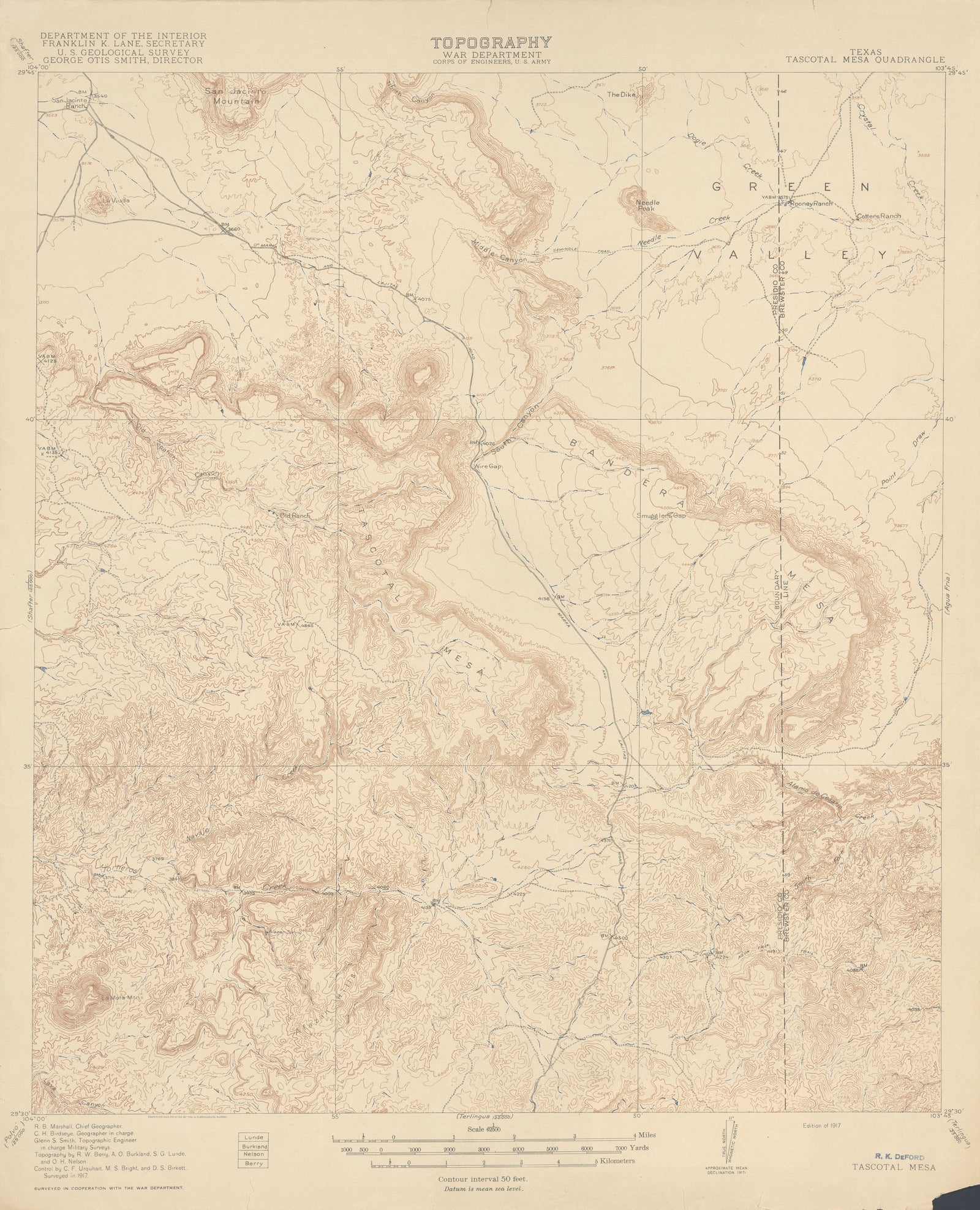 Tascotal Mesa 1917, USGS