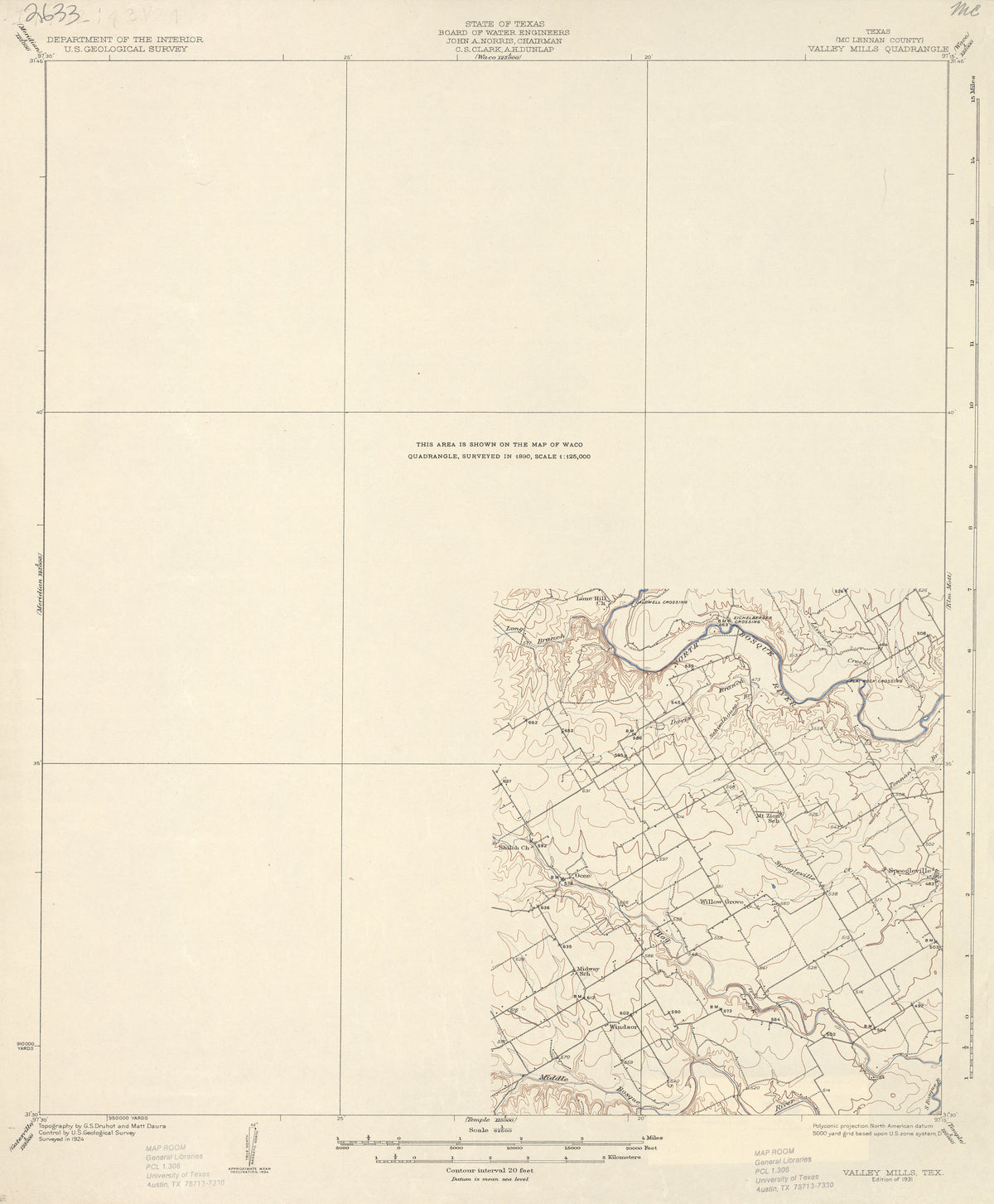 Valley Mills 1924, USGS
