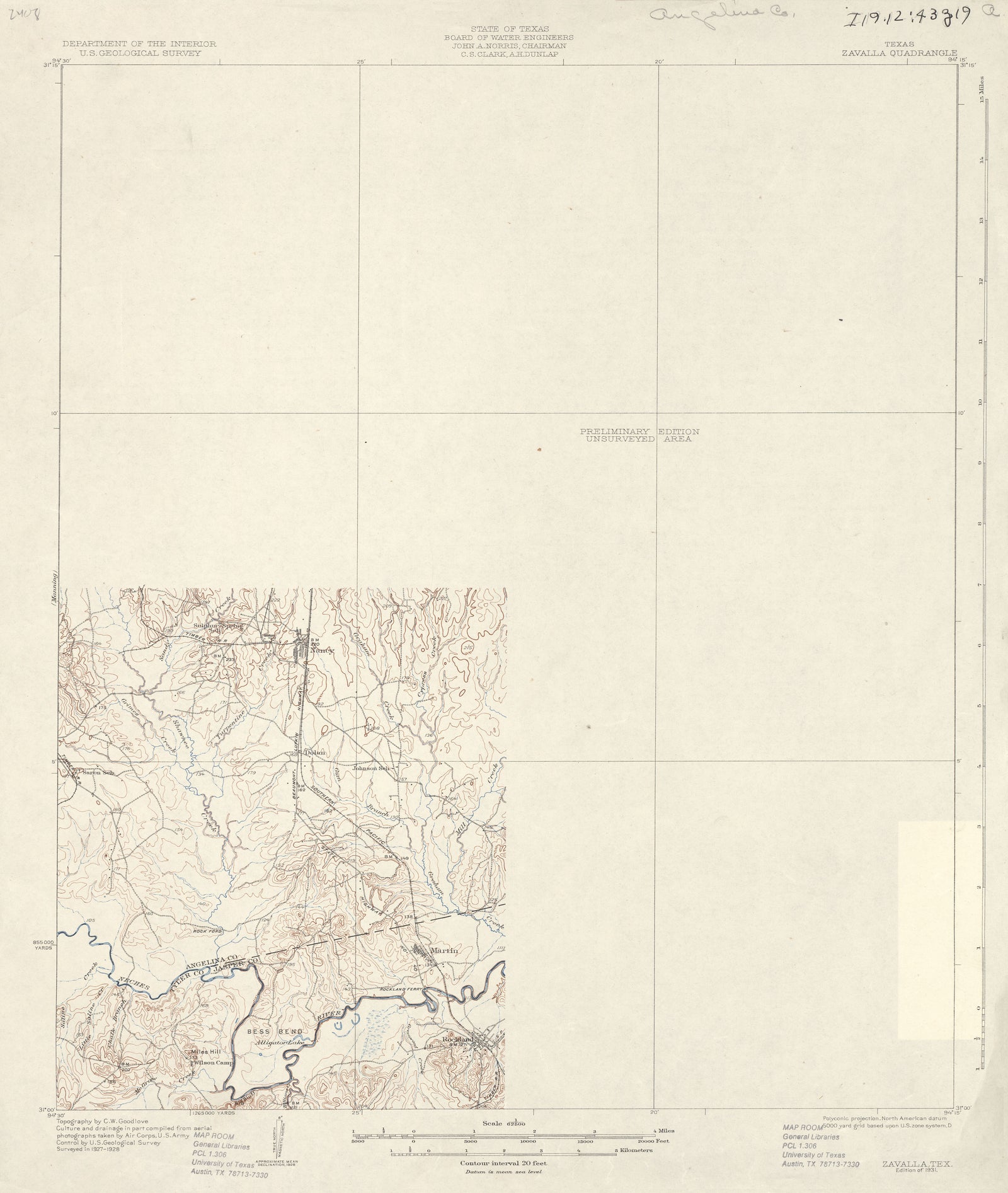 Zavalla 1928, USGS