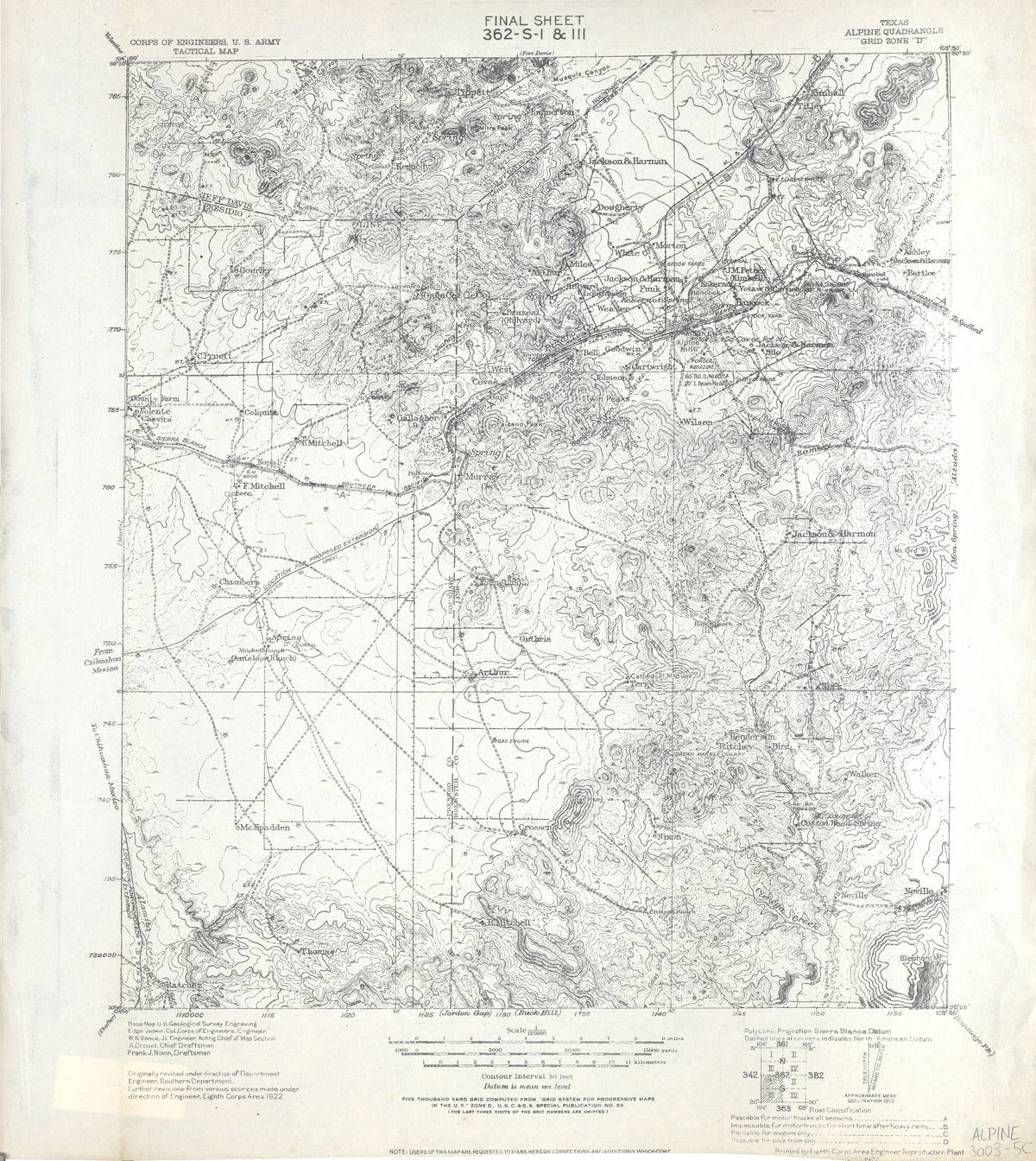 Alpine 1922, US Army Corps of Engineers
