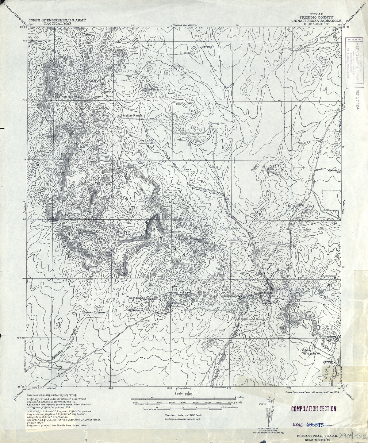 Chinati Peak 1934, US Army Corps of Engineers