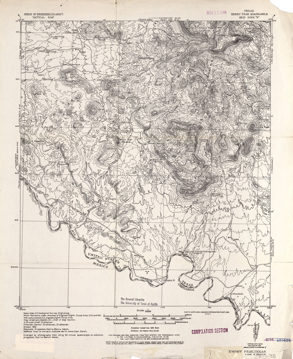 Emory Peak 1931, US Army Corps of Engineers