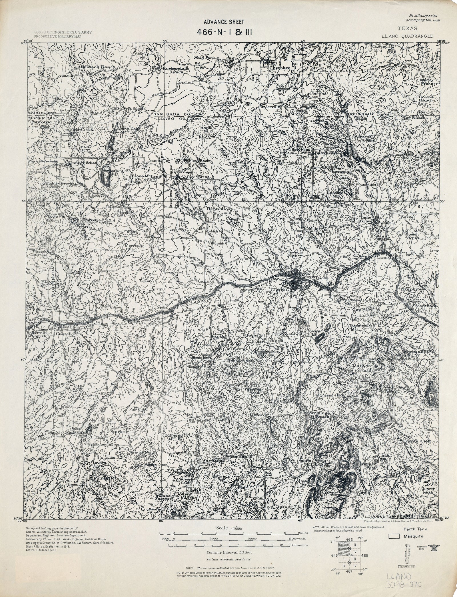 Llano 1918, US Army Corps of Engineers
