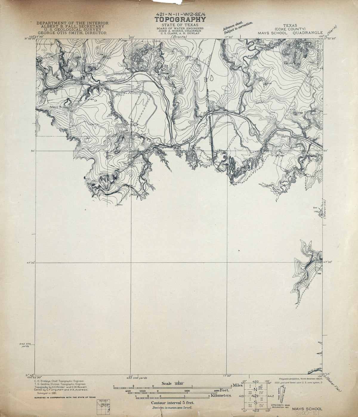 Mays School 1921, USGS