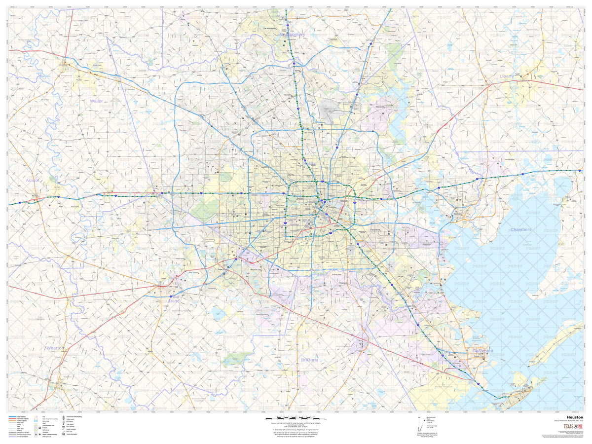 Houston Regional Wall Map by Map Sherpa