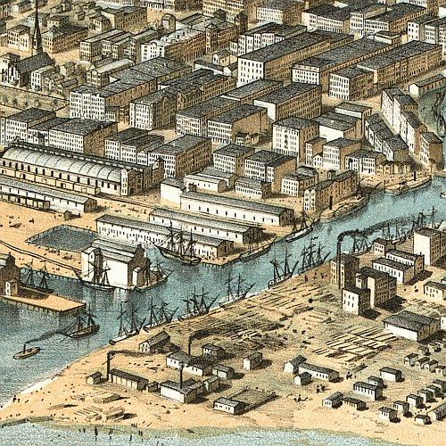 Chicago in 1868 from Schiller Street north side to 12th Street south side by A. Ruger