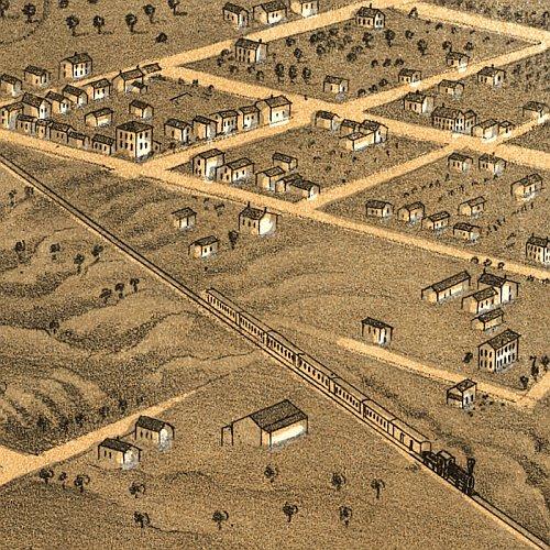 Bird's eye view of Decatur, Illinois by A. Ruger, 1869