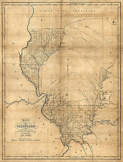 Map of Illinoise [sic] constructed from the surveys in the General Land Office and other documents by John Melish, c.1818