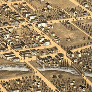 Bird's eye view of Naperville, Illinois by A. Ruger, 1869