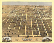 Bird's eye view of Urbana, Illinois by A. Ruger, 1869