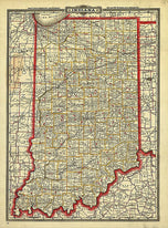 Cram's Township and Rail Road Map of Indiana, 1888