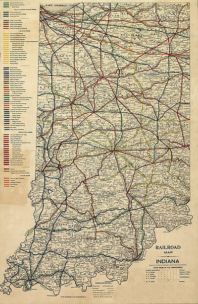 Railroad Map of Indiana, 1896