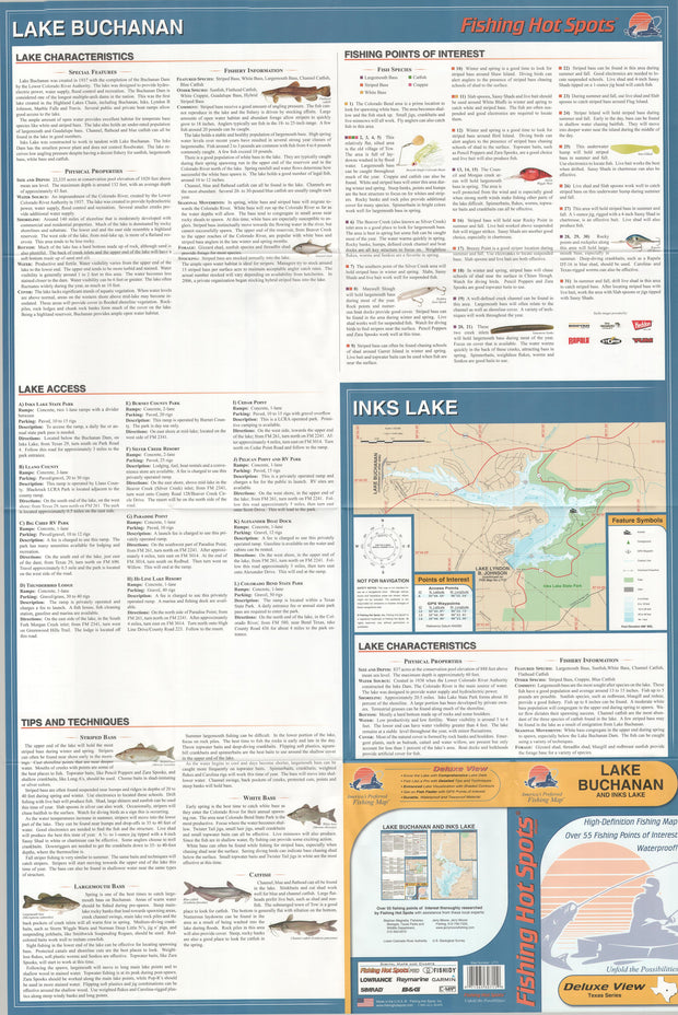 Lake Buchanan Inks Lake Texas fishing map – Texas Map Store