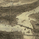 Bird's-eye view of Boston by T. Sulman, 1870s