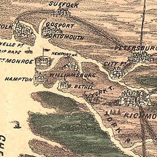 Birds eye view of Maryland and Virginia, 1861