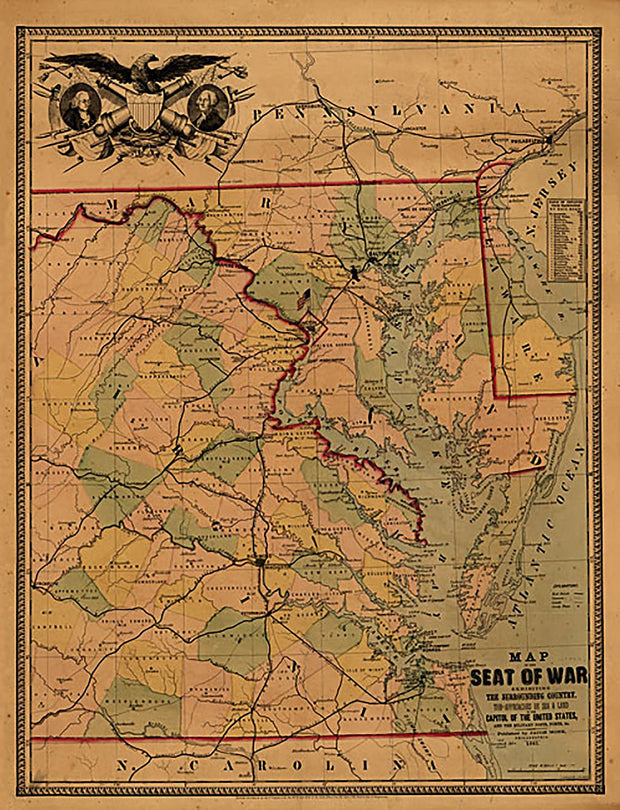 Map of the seat of war exhibiting the surrounding country, 1861