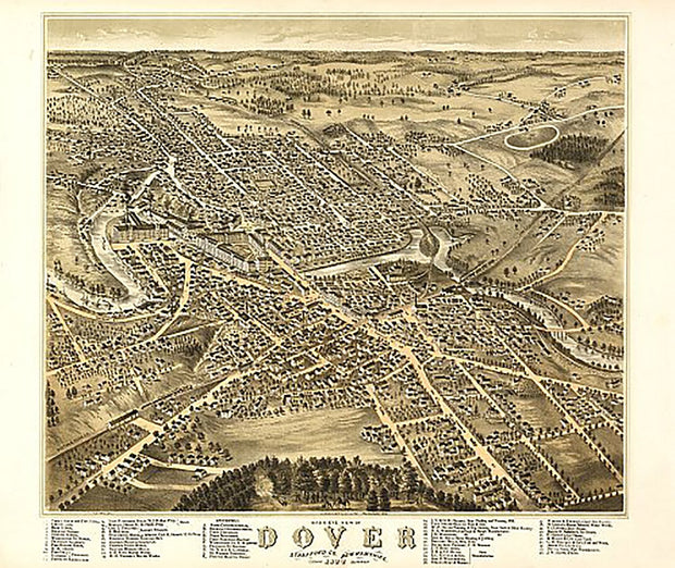 Bird's eye view of Dover, New Hampshire by A. Ruger, 1877