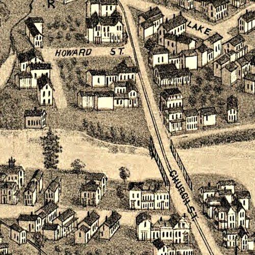Bird's eye view of Laconia, New Hampshire by Beck & Pauli, 1883