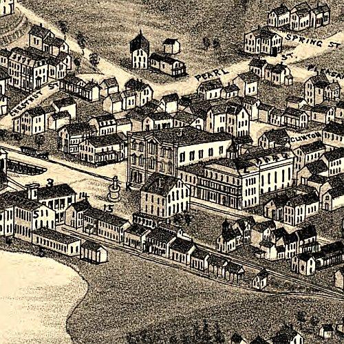 Bird's eye view of Lake Village, New Hampshire by Beck & Pauli, 1883