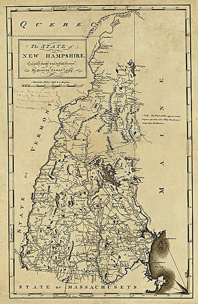 The State of New Hampshire compiled chiefly from actual surveys by Samuel Lewis, 1794