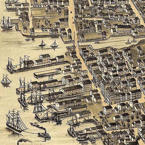 Bird's eye view of Portsmouth, New Hampshire by A. Ruger, 1877