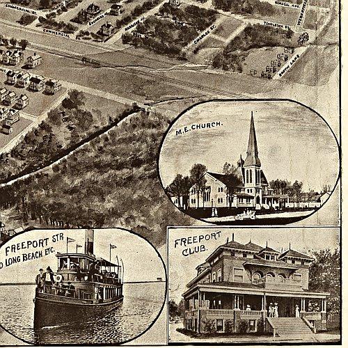 Aero view of Freeport, Long Island, New York, 1909