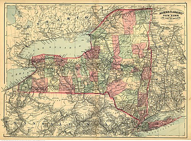 New York and part of Ontario by Asher & Adams, 1871