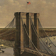 Grand Birds Eye View of the Great East River Suspension (Brooklyn) Bridge by Currier & Ives, 1885