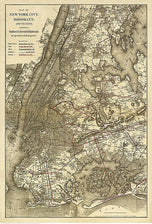 Map of New York City, Brooklyn, and vicinity showing surface & elevated railroads... 1885