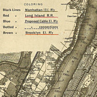 Map of New York City, Brooklyn, and vicinity showing surface & elevated railroads... 1885