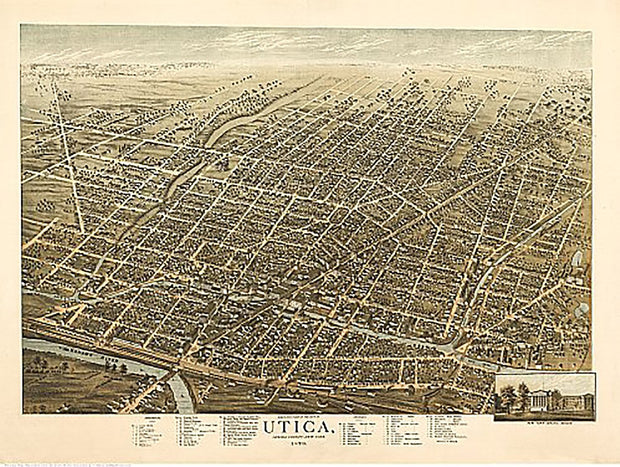 Utica, New York by H. Brosius, 1873