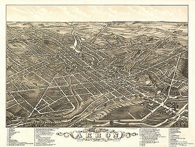 Panoramic view of Akron, Ohio by Beck & Pauli, 1882