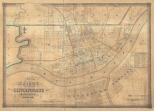 Map of the city of Cincinnati from actual survey by Joseph Gest, 1838