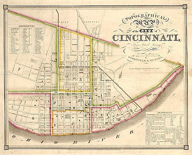 Topographical map of the city of Cincinnati, from actual survey by Doolittle & Munson, 1841