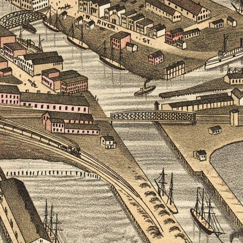 Birds eye view of Cleveland, Ohio by A. Ruger, 1877