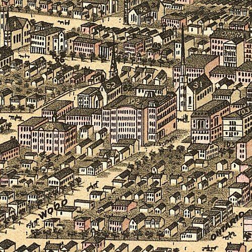 Birds eye view of Cleveland, Ohio by A. Ruger, 1877