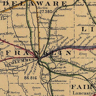 New rail road map of Ohio prepared by H. Sabine, Commissioner of Rail Roads & Telegraphs, 1882
