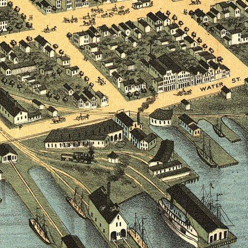 Bird's-eye-view of the city of Sandusky, Ohio by A. Ruger, 1870