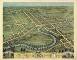 Bird's eye view of Warren, Ohio by A. Ruger, 1870